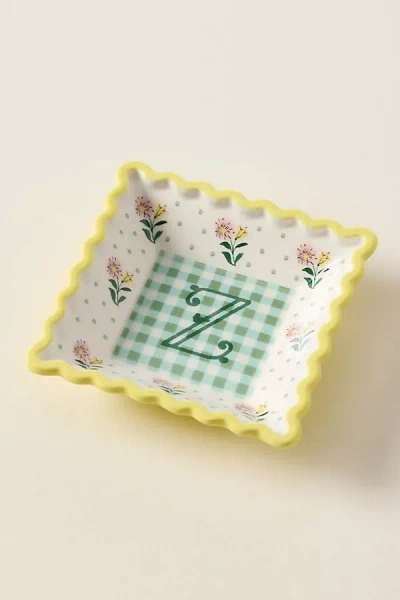 Anthropologie Georgia Monogram Stoneware Trinket Dish In Multi