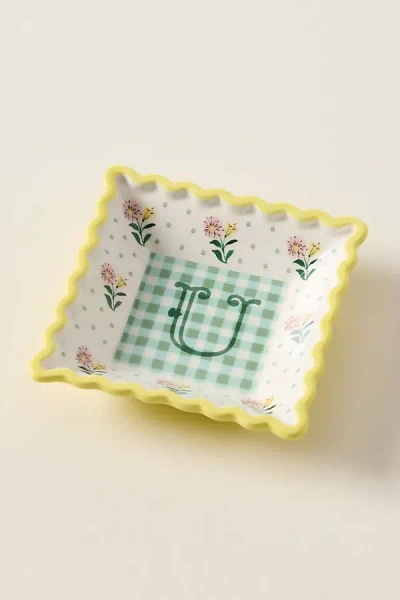 Anthropologie Georgia Monogram Stoneware Trinket Dish In Multi