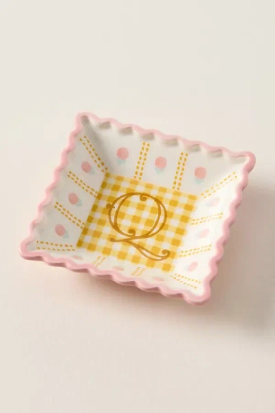 Anthropologie Georgia Monogram Stoneware Trinket Dish In Multi