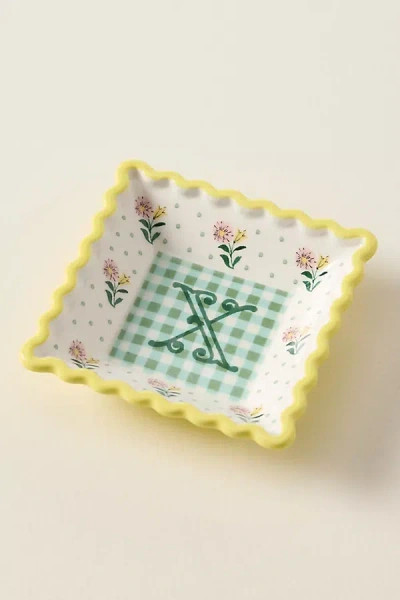 Anthropologie Georgia Monogram Stoneware Trinket Dish In Multi