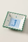 Anthropologie Georgia Monogram Stoneware Trinket Dish In Blue