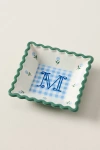 Anthropologie Georgia Monogram Stoneware Trinket Dish In Blue