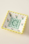 Anthropologie Georgia Monogram Stoneware Trinket Dish In Green