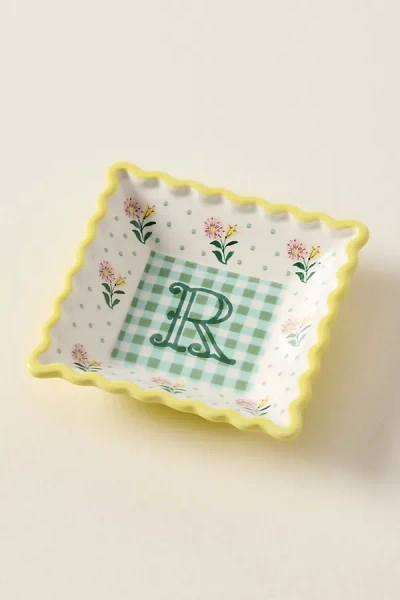 Anthropologie Georgia Monogram Stoneware Trinket Dish In Multi