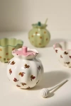 Anthropologie Georgie Handpainted Decaled Stoneware Honey Pot In White