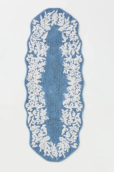 Anthropologie Geraldine Tufted Cotton Bath Mat In Blue