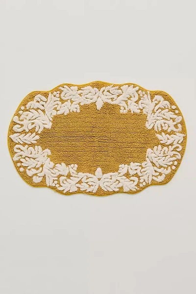 Anthropologie Geraldine Tufted Cotton Bath Mat In Yellow