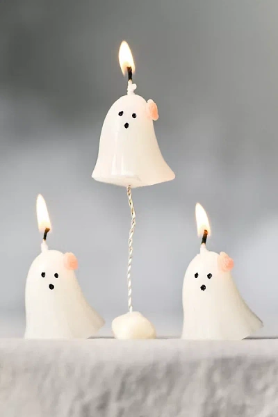 Anthropologie Ghost Shaped Wax Decorative Candles, Set Of 4 In White