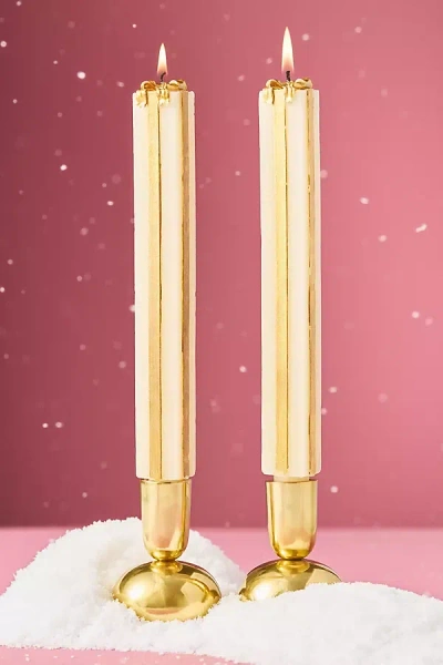 Anthropologie Gift Box Taper Candles, Set Of 2 In Gold