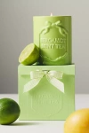 Anthropologie Gingham Bow Fresh Bergamot & Green Tea Ceramic Boxed Candle In Green