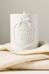 Anthropologie Gingham Bow Fresh White Cashmere & Musk Ceramic Boxed Candle In White