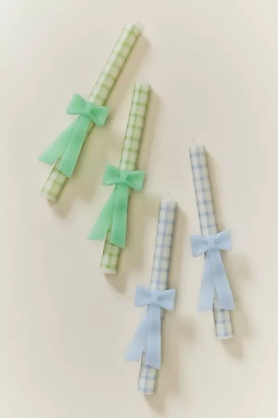 Anthropologie Gingham Bow Taper Candles, Set Of 2 In Multi
