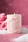 Anthropologie Gingham Bow Woody Teakwood Rose Ceramic Boxed Candle In Pink