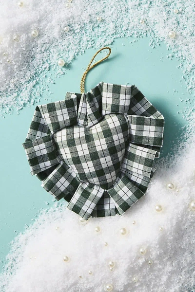Anthropologie Gingham Heart Pillow Ornament In Multi