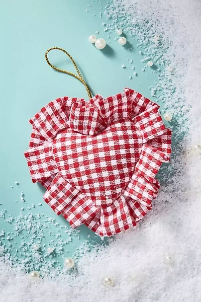 Anthropologie Gingham Heart Pillow Ornament In Multi