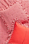 Anthropologie Gingham Ruffle Yarn-dyed Cotton Euro Sham In Red