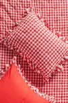 Anthropologie Gingham Ruffle Yarn-dyed Cotton Shams, Set Of 2 In Red