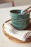Anthropologie The Rowen Portuguese Stoneware Cereal Bowls, Set Of 4 In Green