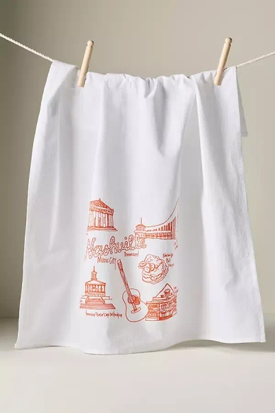 Anthropologie Girls Can Tell City Tea Towel In White