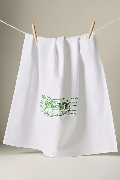 Anthropologie Girls Can Tell City Tea Towel In White