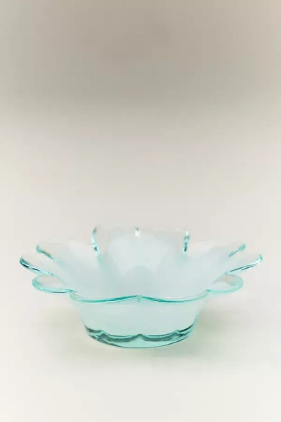 Anthropologie Glass Flower Decorative Object In Blue