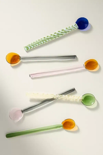 Anthropologie Glass Straight Spoons, Set Of 6 In Multi