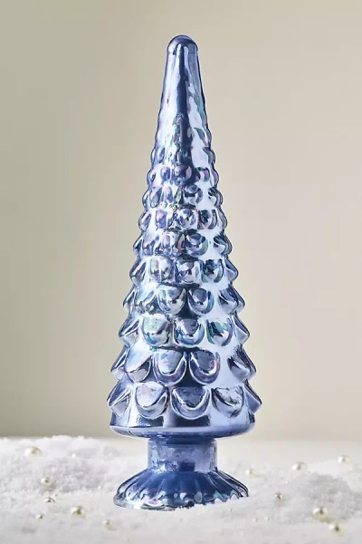 Anthropologie Glass Tree Decorative Object In Blue