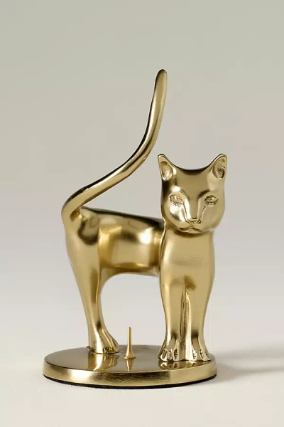 Anthropologie Gold Cat Candleholder