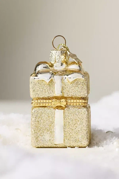 Anthropologie Golden Keepsake Gift Box Ornament