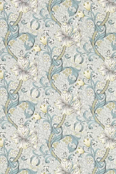 Anthropologie Golden Lily Wallpaper In Blue