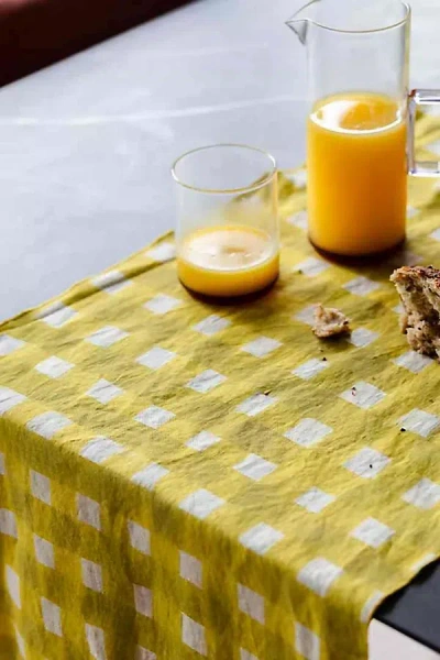 Anthropologie Goldie Home Linen Cross-hatch Table Runner