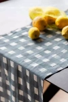 Anthropologie Goldie Home Linen Cross-hatch Table Runner In Blue