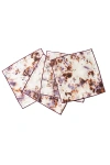 Anthropologie Goldie Home Linen Marble Print Cocktail Napkins, Set Of 4