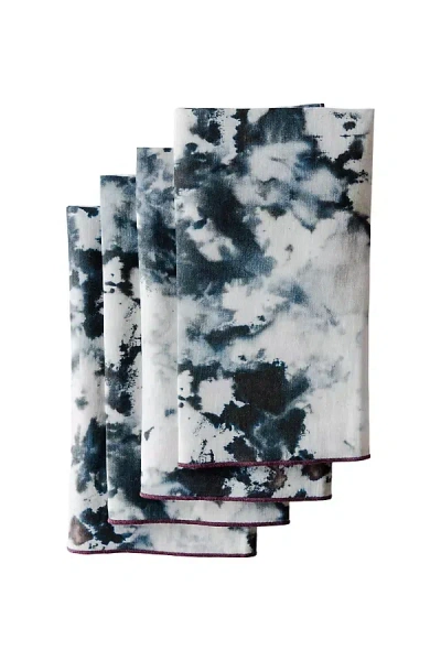 Anthropologie Goldie Home Linen Marble Print Napkins, Set Of 4 In Multi