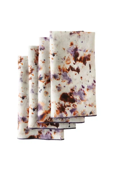 Anthropologie Goldie Home Linen Marble Print Napkins, Set Of 4 In Multi