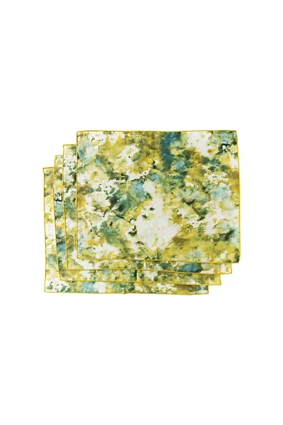 Anthropologie Goldie Home Linen Marble Print Placemats, Set Of 4 In Multi