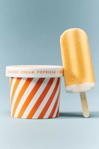 Anthropologie Gourmand Orange Cream Popsicle Ceramic Ice Cream Pint Candle