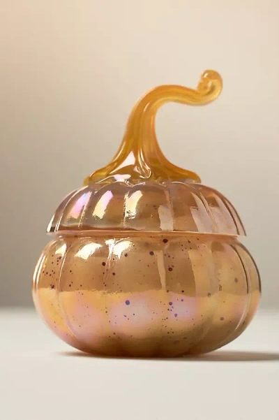 Anthropologie Gourmand Pumpkin Sweet Vanilla Mini Glass Pumpkin Candle In Orange