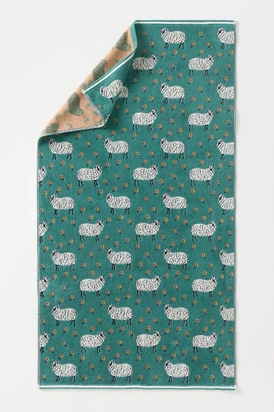 Anthropologie Grace Cotton Icon Woven Towel Collection In Green