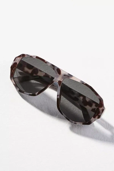 Anthropologie Graphite Flat Top Aviator Sunglasses In Black
