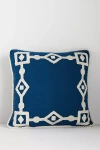 Anthropologie Greek Key Embroidered Indoor/outdoor Pillow In Blue