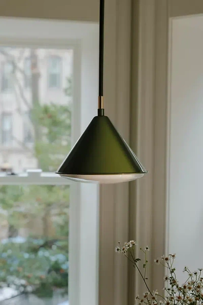 Anthropologie Greenwich Enameled Metal Semi-flush Pendant In Black