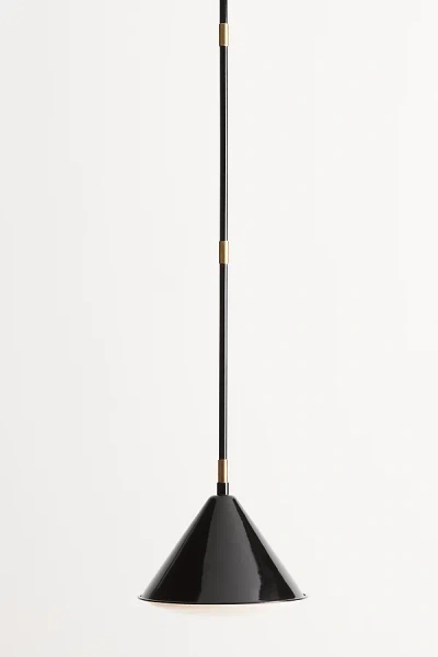 Anthropologie Greenwich Enameled Metal Semi-flush Pendant In Black