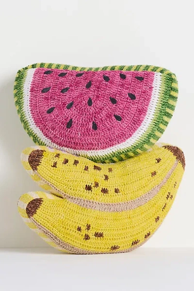 Anthropologie Grove Woven Fruit Shaped Cushion In Multi