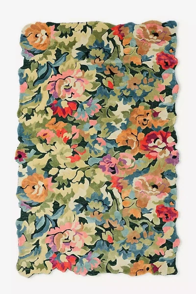 Anthropologie Gwendolyn Tufted Wool Blend Floral Rug