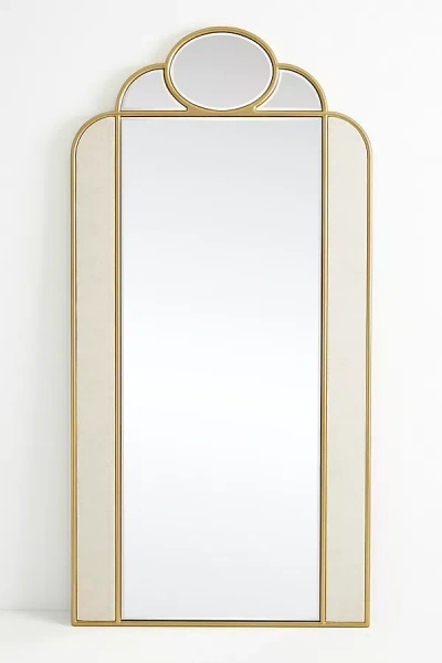 Anthropologie Gwenyth Beveled Fabric Floor Mirror In Gold