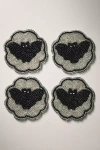 Anthropologie Halloween Beaded Coasters, Set Of 4 In Black