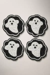 Anthropologie Halloween Beaded Coasters, Set Of 4 In Black