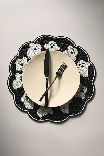 Anthropologie Halloween Beaded Placemat In Black