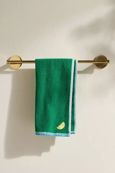 Anthropologie Hana Bug Embroidered Cotton Terry Hand Towel In Green